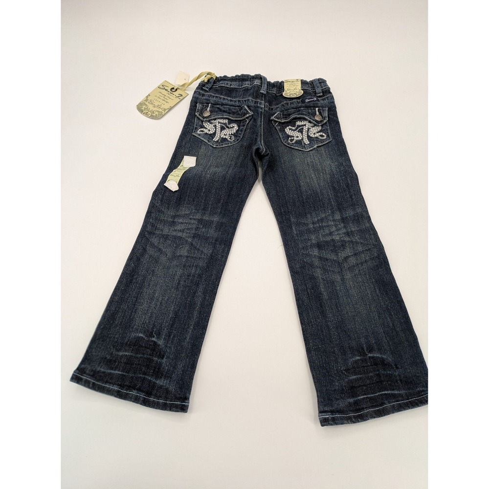 Seven7 Jeans Girls Size 6 Straight Leg Y2K 90s Adjustable Waistband Rhinestones